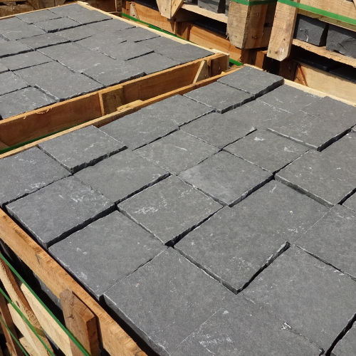 Basalt Cubes, top flamed, sides split, bottom sawn.